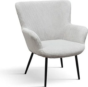 Jasnoszary fotel z tkaniny z efektem aksamitu i antracytowymi nogami - MEGEVE