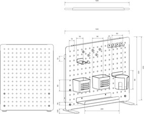 Organizer na biurko - tablica perforowana 52x42 cm