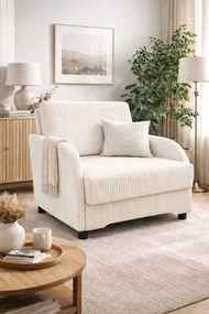Masseno Sofa TIGO z funkcją spania i pojemnikiem na pościel, Rozkładana sofa - Kremowy, POSO 38