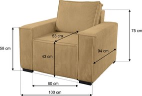 Fotel z podnóżkiem SMART SET, musztardowy