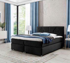 Czarne welurowe łóżko kontynentalne z zagłówkiem 5 rozmiarów W2-G12