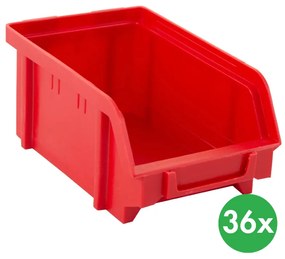 Plastikowe pojemniki BASIC typ A, 103 x 166 x 73 mm, 36 szt., czerwone