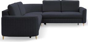 Masseno Narożnik VELA z funkcją spania i pojemnikiem na pościel Narozniki L, Rozkładana sofa - Granatowy, CASTEL 79