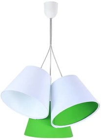 Biało-zielona potrójna lampa wisząca dziecięca K5-T70