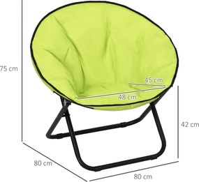 Outsunny Składany Fotel, Fotel Kempingowy, Fotel Ogrodowy, Fotel Obity, Metal + Materiał Oxford, 80 x 80 x 75 cm, Kolor Żółty