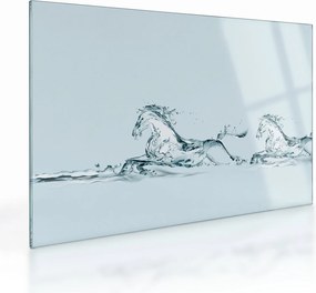 Obraz na szkle - Konie z kropli wody (70x50 cm)