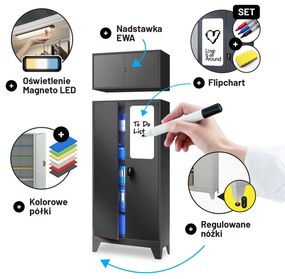 Biurowa szafa metalowa na akta JAN, 900 x 1850 x 400 mm, antracytowa