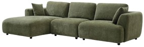 Kanapa narożna lewostronna z zielonej tkaniny TINDRALO
