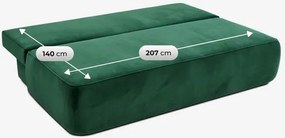 Sofa z Funkcją Spania ARVETO Zielona Welurowa Nowoczesna