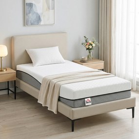 HOMCOM Materac kieszeniowy z pianką memory z zieloną herbatą H3 twardość Oeko-TEX &amp; CertiPUR 200x90x20 cm Szary | Aosom PL