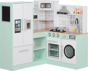 AIYAPLAY Kuchnia Zabawkowa dla Dzieci, Komplet z Tablicą, Okapem, Realistyczne Efekty Świetlne i Dźwiękowe, Przybory Kuchenne