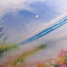 Obraz - Romantyczna plaża, obraz olejny (z zegarem) (90x30 cm)