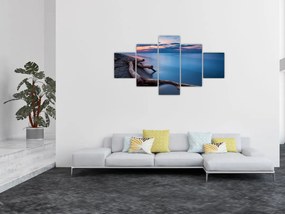 Obraz plaży o zachodzie słońca (125x70 cm)