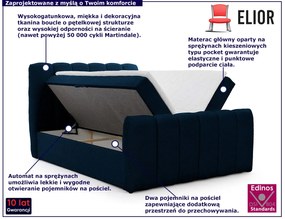 Granatowe nowoczesne łóżko kontynentalne E8-A91