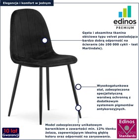 Czarne metalowe krzesło welurowe D4-Z99