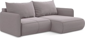 Narożnik prawostronny z funkcją spania - z tkaniny welwetowej - lawendowy - NANEA