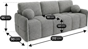 Sofa PURE Rozkładana Dwuosobowa Ciemnoszara Boucle Japandi