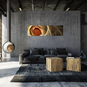 Obraz - Abstrakcyjne róże w ognistych kolorach (170x50 cm)