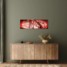 Obraz - czerwone kształty (z zegarem) (90x30 cm)