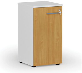 Szafa biurowa niska z drzwiami PRIMO WHITE, 400 x 420 x 740 mm, biały/buk