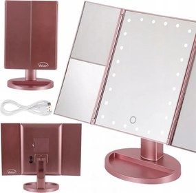 Lusterko PREMIUM Do MAKIJAŻU Powiększające 3X Kosmetyczne PODŚWIETLANE LED