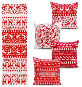 Zestaw 4 świątecznych poszewek na poduszki i bieżnika Minimalist Cushion Covers Christmas