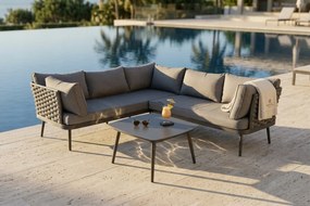 Zestaw mebli ogrodowych szary aluminium narożnik z poduszkami i stolik