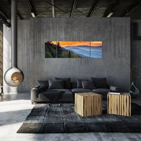 Obraz - Czerwone chmury w górach (170x50 cm)