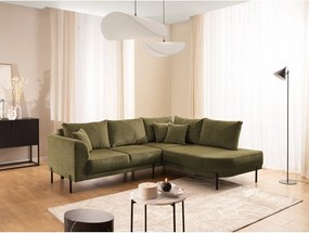 Zielony narożnik z tkaniny szenilowej (prawostronny/w kształcie litery L) Mauris – Ropez