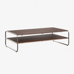 Stolik Kawowy Z Drewna Akacjowego I Stali Nierdzewnej Altrex Ciemny Akacjowy Brąz & 110 X 60 Cm - Sklum