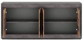 Komoda Czterodrzwiowa BLAGO 180 cm Ciemny Dąb/Czarny Loft