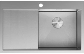 Mexen Exar zlewozmywak stalowy 1-komorowy z ociekaczem prawy 780 x 480 mm, inox HC - 6434781010P-01HC