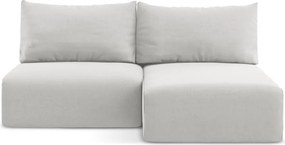 Jasnoszary aksamitny rozkładany/ze schowkiem narożnik (prawostronny/z szezlongiem) Kalena – Makamii