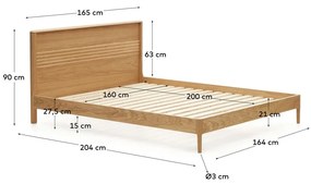 Łóżko dwuosobowe z litego drewna dębowego ze stelażem 160x200 cm Lenon – Kave Home