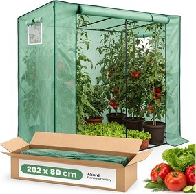 Szklarnia ogrodowa foliowa domek 1 drzwi 2 okna Zielona 202x80x170 cm