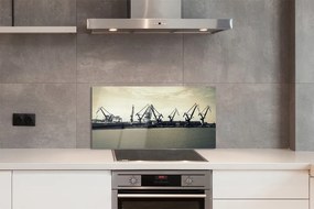 Panel Szklany Gdańsk Stocznia żurawie rzeka