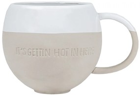 Beżowy kamionkowy kubek "IT'S GETTIN"