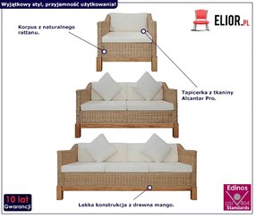 3-częściowy zestaw wypoczynkowy, naturalny rattan Vensa