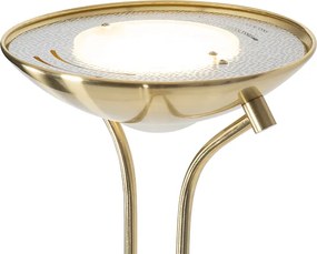 Nowoczesna lampa stojąca mosiężna z lampką do czytania, w tym LED Dim to Warm - Diva