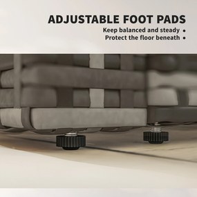 Outsunny Rattanowa sofa 2-osobowa z poduszkami, składane boczne stoliki, jasnoszary | Aosom PL