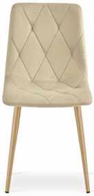 Jasnobeżowe aksamitne krzesło jadalniane LIBRA
