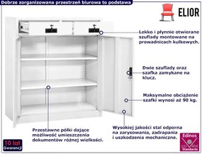 Biała stalowa szafka biurowa na klucz - Zova