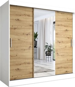 Szafa przesuwna biały + dąb artisan 200 cm M6-L02