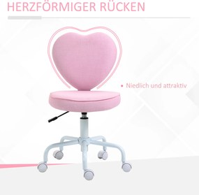 HOMCOM Krzesło obrotowe krzesło komputerowe regulacja wysokości siedziska śliczna różowa tkanina lniana