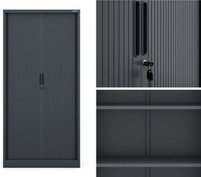 Szafa biurowa na akta z roletą Damian 90x45x185 cm antracyt