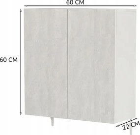 Szafka łazienkowa z lustrem ściennym 60x60x22 cm – 2 drzwi, biała, nowoczesny design