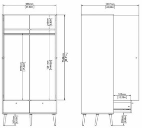 Antracytowa szafa 99x200 cm Bodo – Tvilum