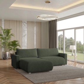 Masseno Narożnik TURIN z funkcją spania i pojemnikiem na pościel Narozniki L, Rozkładana sofa - Zielony, NOW OR NEVER 37