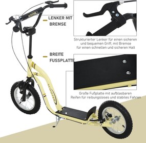 HOMCOM Hulajnoga miejska dla dzieci Opony pneumatyczne Regulowana kierownica Aluminiowa Czarna | Aosom PL