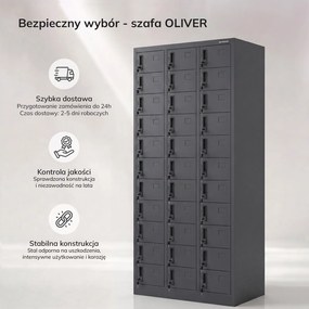 Metalowa szafa skrytkowa, depozytowa Oliver, 90x45x185 cm, kolor antracyt